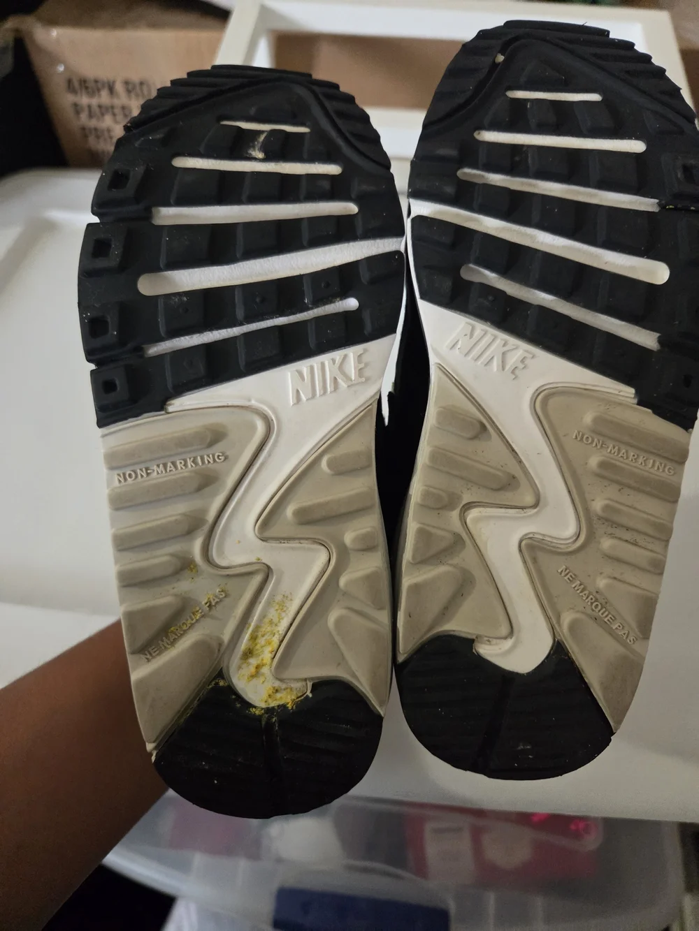 Nike Kids White Black Neon Yellow Air Max Style Sneakers